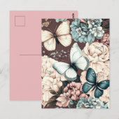 Schmetterlinge und braune Blume Postkarte (Vorne/Hinten)