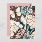 Schmetterlinge und braune Blume Postkarte (Vorne/Hinten)