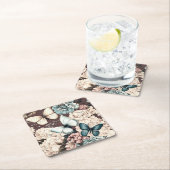 Schmetterlinge und braune Blume Rechteckiger Pappuntersetzer (Vor Ort)