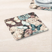 Schmetterlinge und braune Blume Rechteckiger Pappuntersetzer (angewinkelt)