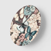 Schmetterlinge und braune Blume Runde Wanduhr (Winkel)