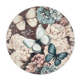 Schmetterlinge und braune Blume Schneidebrett