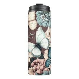 Schmetterlinge und braune Blume Thermosbecher