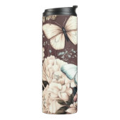 Schmetterlinge und braune Blume Thermosbecher (Nach links gedreht)