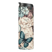 Schmetterlinge und braune Blume Thermosbecher (Nach rechts gedreht)