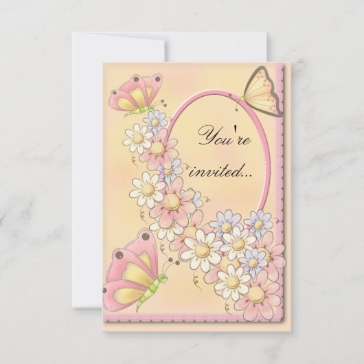Schmetterlinge und Daisy Blume Einladung (Vorderseite)