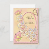 Schmetterlinge und Daisy Blume Einladung (Vorne/Hinten)