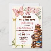 Schmetterlinge und Donuts Gemeinsamer Geburtstag Einladung (Vorderseite)