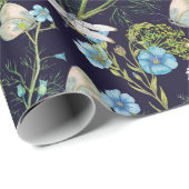 Schmetterlinge und Drachen fliegen im Gartenumschl Geschenkpapier (Rolleneckpunkt)