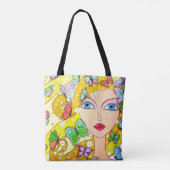 Schmetterlinge und ein schönes Mädchen Tasche (Rückseite)