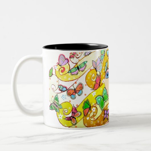 Schmetterlinge und ein wunderschöner Power für Mäd Zweifarbige Tasse (Links)