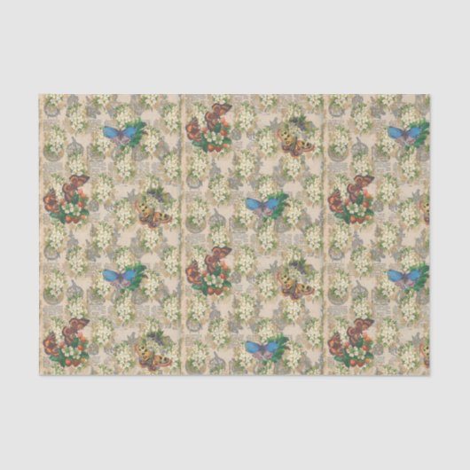 Schmetterlinge und Erdbeeren Seidenpapier (Vorderseite)