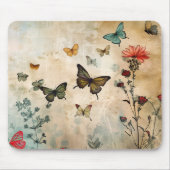 Schmetterlinge und Frühlingsblumen Mousepad (Vorne)