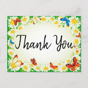 Schmetterlinge und Gänseblumen Postkarte