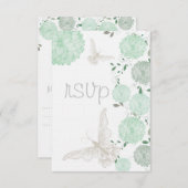 Schmetterlinge und grüne Chrysanthemas-UAWG RSVP Karte (Vorne/Hinten)