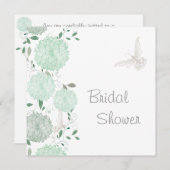 Schmetterlinge und grünes Chrysanthemen-Brautparty Einladung (Vorne/Hinten)