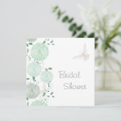 Schmetterlinge und grünes Chrysanthemen-Brautparty Einladung (Stehend Vorderseite)