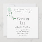 Schmetterlinge und grünes Chrysanthemen-Brautparty Einladung (Rückseite)