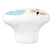 Schmetterlinge und Herz Aquamarin und rosa Keramikknauf (Seitenansicht)