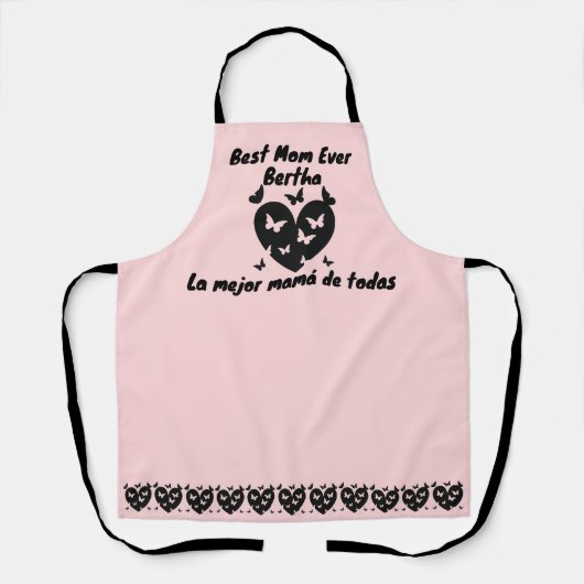 Schmetterlinge und Herz-Individuelle Name, zweispr Schürze (Vorderseite)