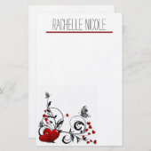 Schmetterlinge und Herz Personalisiert Briefpapier (Vorne/Hinten)