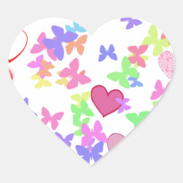 Schmetterlinge und Herzen Herz-Aufkleber