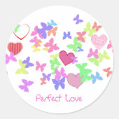 Schmetterlinge und Herzen Runder Aufkleber (Vorderseite)