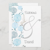 Schmetterlinge und Hochzeiten von Blue Chrysanthem Einladung (Vorne/Hinten)