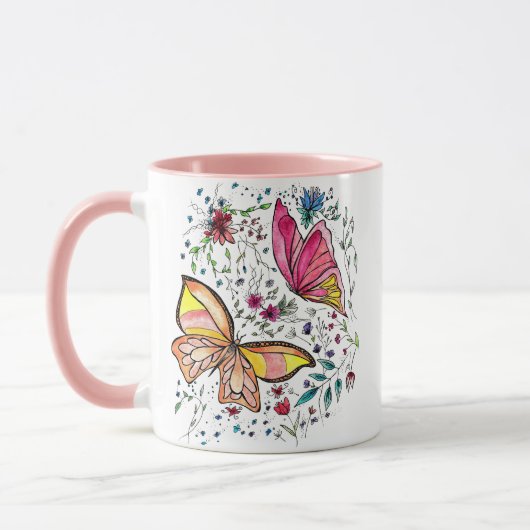 Schmetterlinge und individueller Name Tasse (Links)