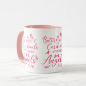 Schmetterlinge und Kardinäle erscheinen, wenn Enge Tasse (Vorderseite Links)