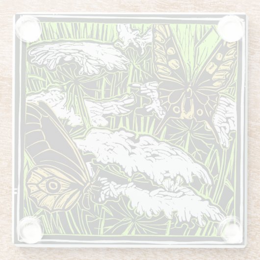 Schmetterlinge und Königin Anne's Lace Glasuntersetzer (Rückseite)