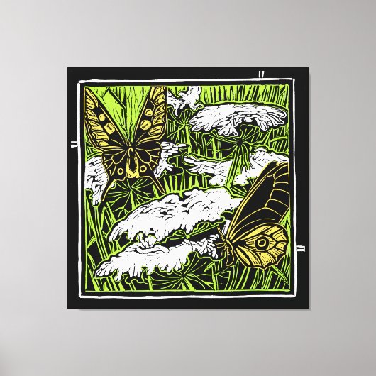 Schmetterlinge und Königin Anne's Lace Leinwanddruck (Vorderseite)