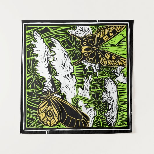 Schmetterlinge und Königin Anne's Lace Wandteppich (Vorderseite (Horizontal))