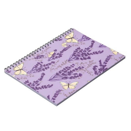 Schmetterlinge und Lavendel-Blume Notizblock (Linke Seite)