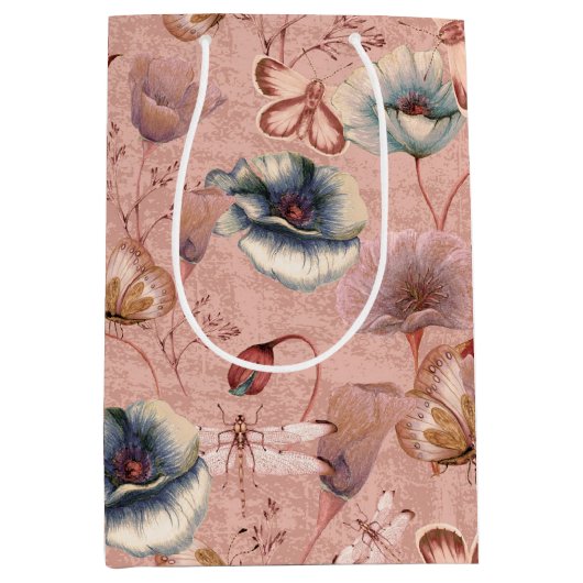 Schmetterlinge und Libellen auf Poppies Mittlere Geschenktüte (Vorderseite)