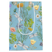 Schmetterlinge und Libellen auf Wildblumen Mittlere Geschenktüte (Rückseite)