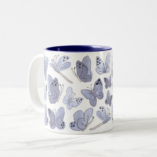 Schmetterlinge und Libellen Niedliche Wasserfarbe Zweifarbige Tasse (Vorderseite Links)