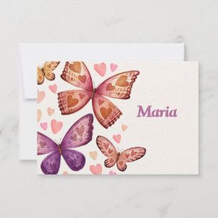 Schmetterlinge und Liebe Flat Danke Karte