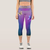 Schmetterlinge und Lila Hochwaikkappen Capri Leggings (Vorderseite)
