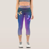 Schmetterlinge und Lila Hochwaikkappen Capri Leggings (Vorderseite)