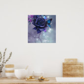 Schmetterlinge und Lila Rose Poster (Küche)