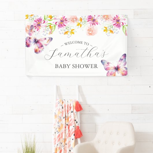 Schmetterlinge und Lullabies Baby Duschzeichen Banner (Insitu)