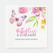 Schmetterlinge und Lullabies Baby Shower Watercolo Serviette (Vorderseite)