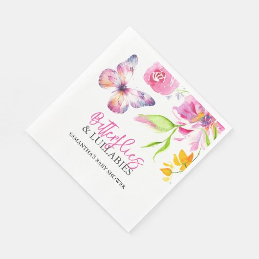 Schmetterlinge und Lullabies Baby Shower Watercolo Serviette (Ecke)