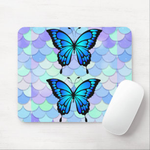Schmetterlinge und Meerjungfrau-Schuppen Mousepad
