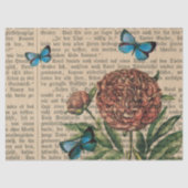 Schmetterlinge und Mohn über Zeitungsdekoupage Seidenpapier (Vorderseite)