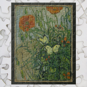 Schmetterlinge und Mohn von Vincent van Gogh Puzzle