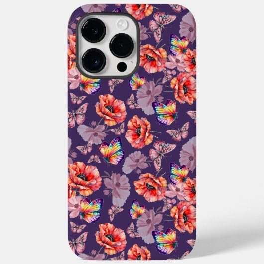 Schmetterlinge und Mohnblumen Case-Mate iPhone Hülle (Rückseite)