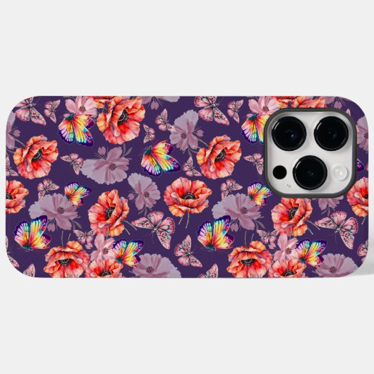 Schmetterlinge und Mohnblumen Case-Mate iPhone Hülle (Rückseite (Horizontal))