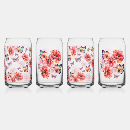 Schmetterlinge und Mohnblumen Dosenglas (Hinten)